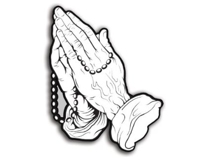 Amazon.com : Praying Hands with Rosary Shaped Sticker (christian ...