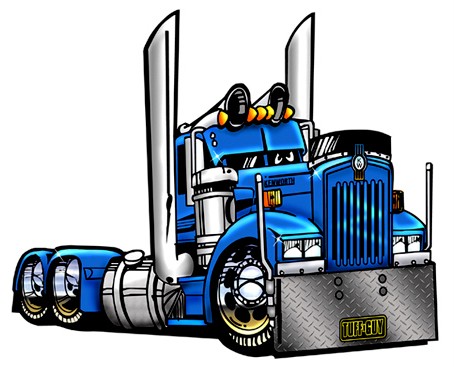 Cartoon Outlined Big Rig Semi Car Pictures