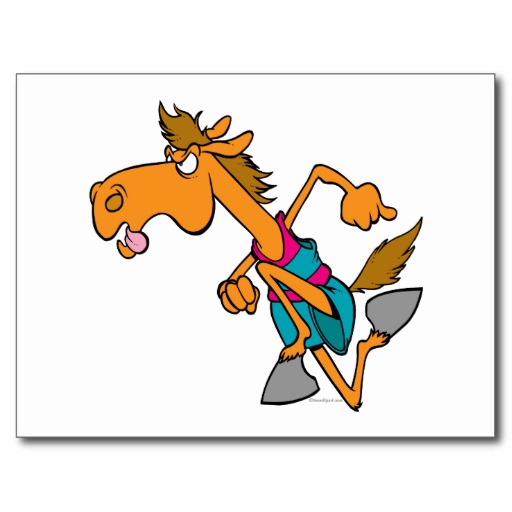 funny horse racer running horse cartoon postcard | Zazzle