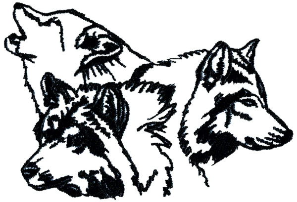 Animals Embroidery Design: Wolf Pack Outline from Grand Slam ...