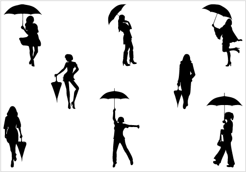 Women with Umbrella silhouette vector graphicsSilhouette Clip Art