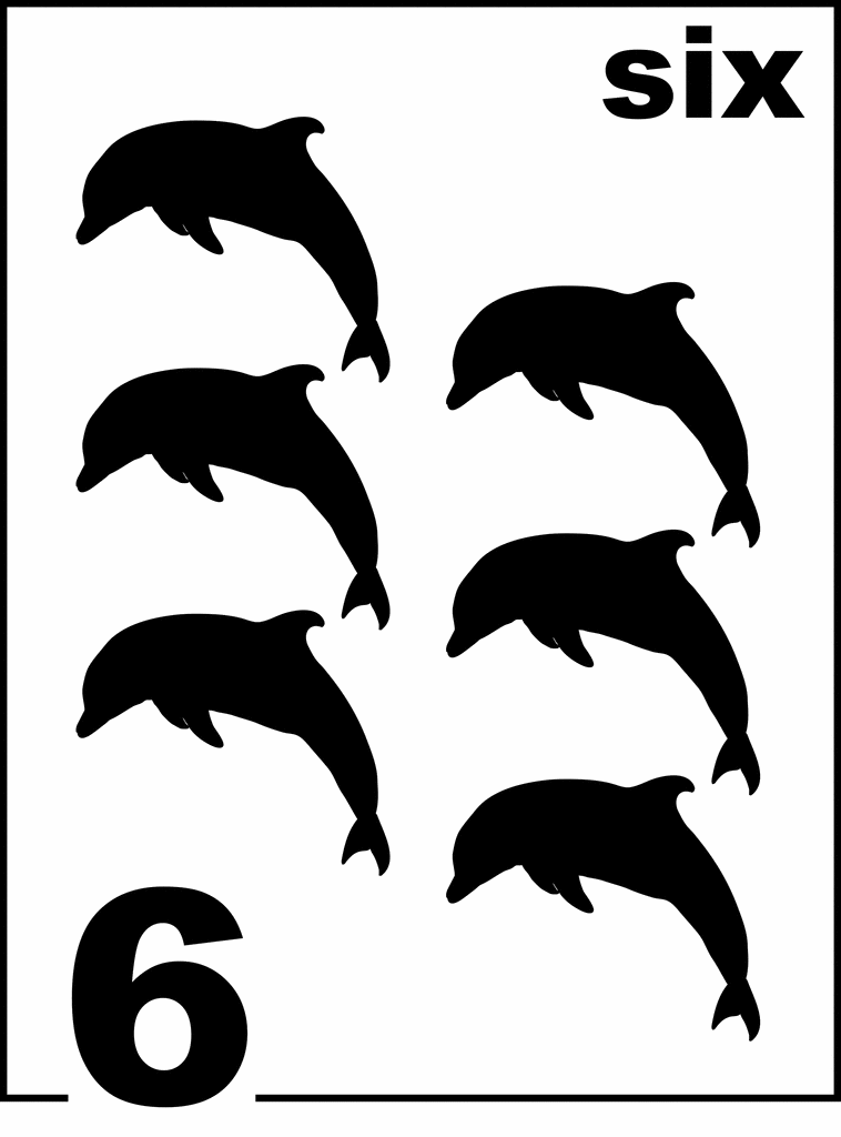 English Dolphin Counting Card 6 | ClipArt ETC