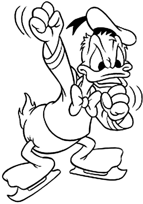Donald Duck Ice Skating Coloring Pages - NetArt