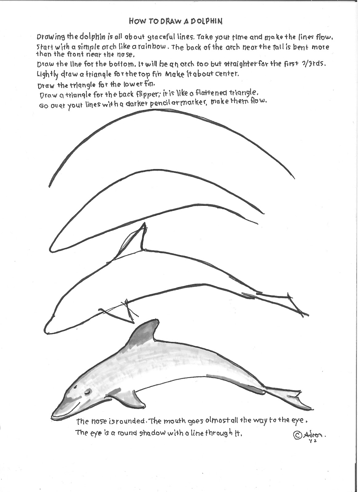 How to Draw Worksheets for The Young Artist: How to Draw A Dolphin ...