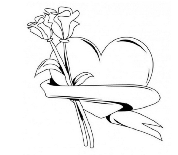 Coloring Pages Of Hearts With Roses | children coloring pages ...