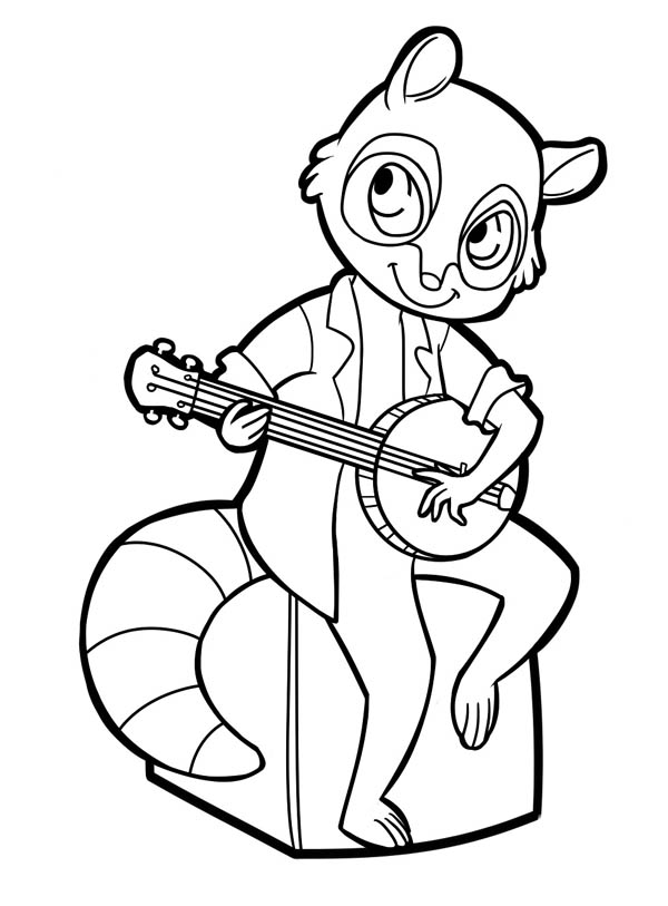 Raccoon Playing Banjo Coloring Page - Download & Print Online ...