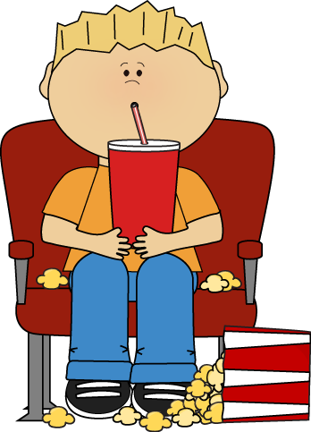 Boy in Movie Theater with Drink and Popcorn Clip Art - Boy in ...