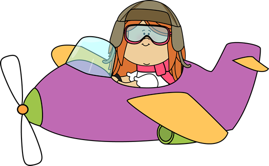 Girl Flying an Airplane Clip Art - Girl Flying an Airplane Image