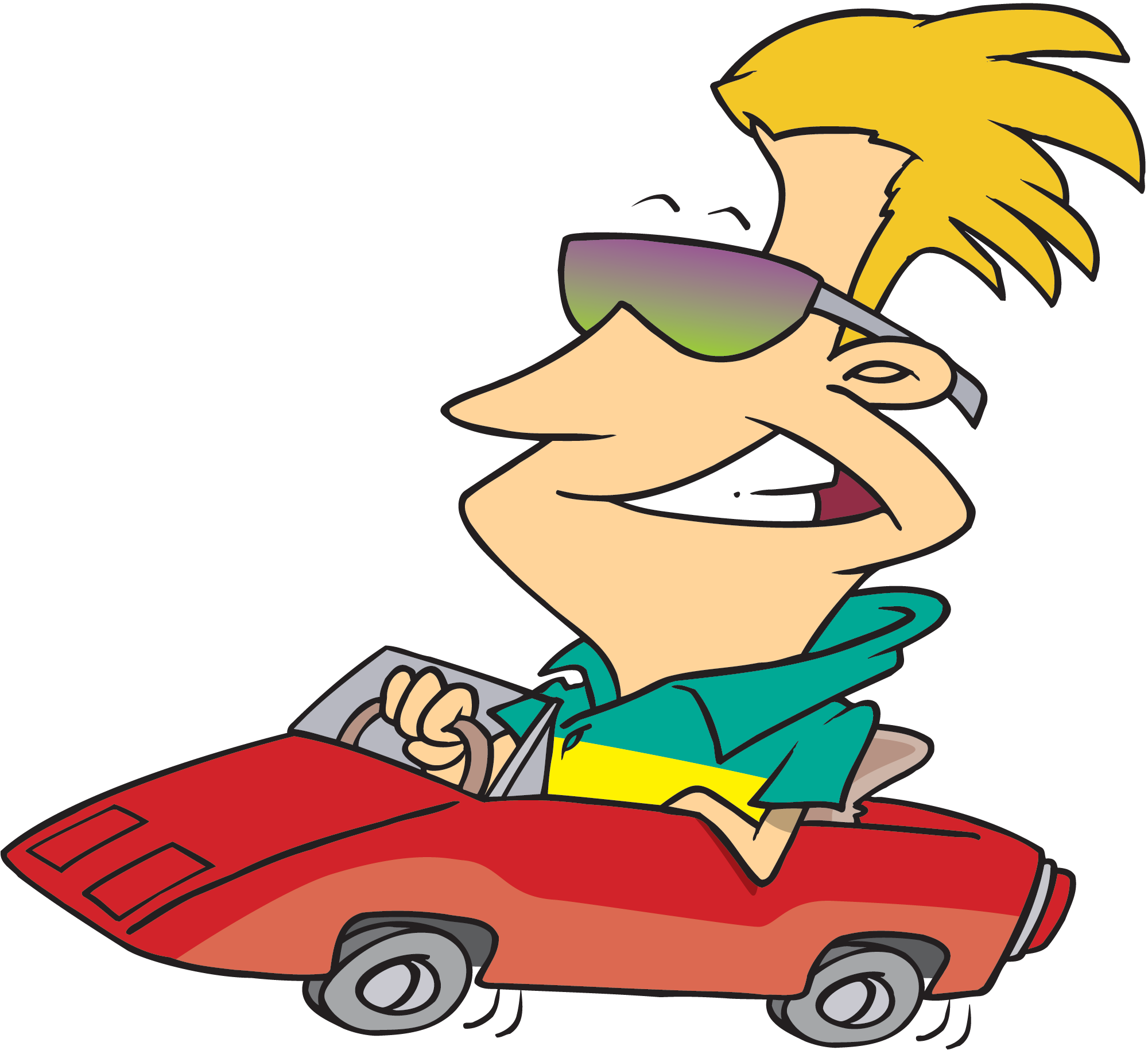 Cartoon Clipart Image Funny Cartoon Guy Driving His Cartoon Car ...