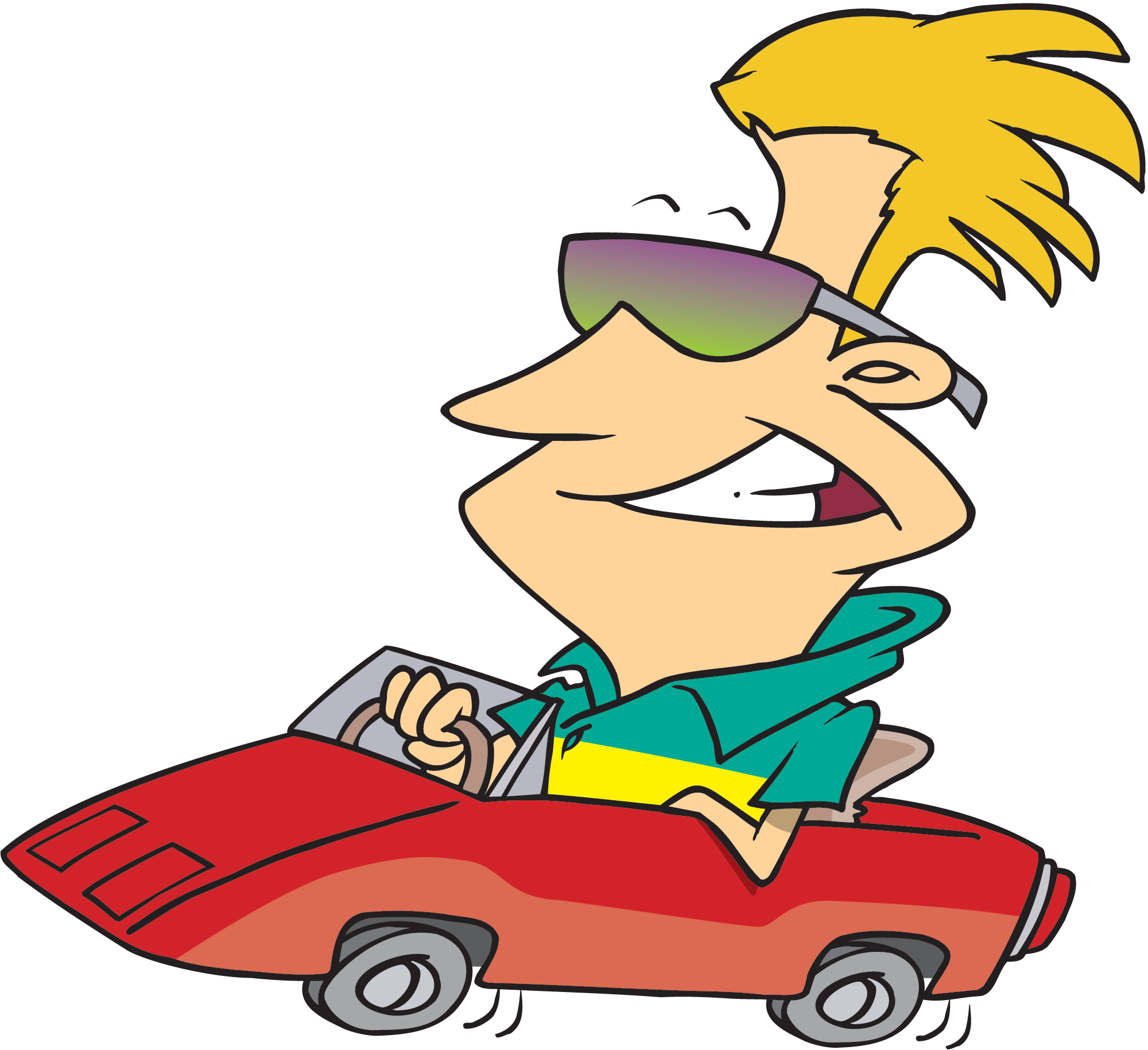 cartoon person driving a car