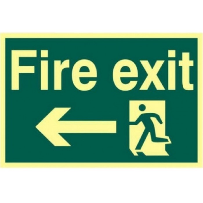 Fire Exit Arrow Pointing Left Photo luminescent Sign