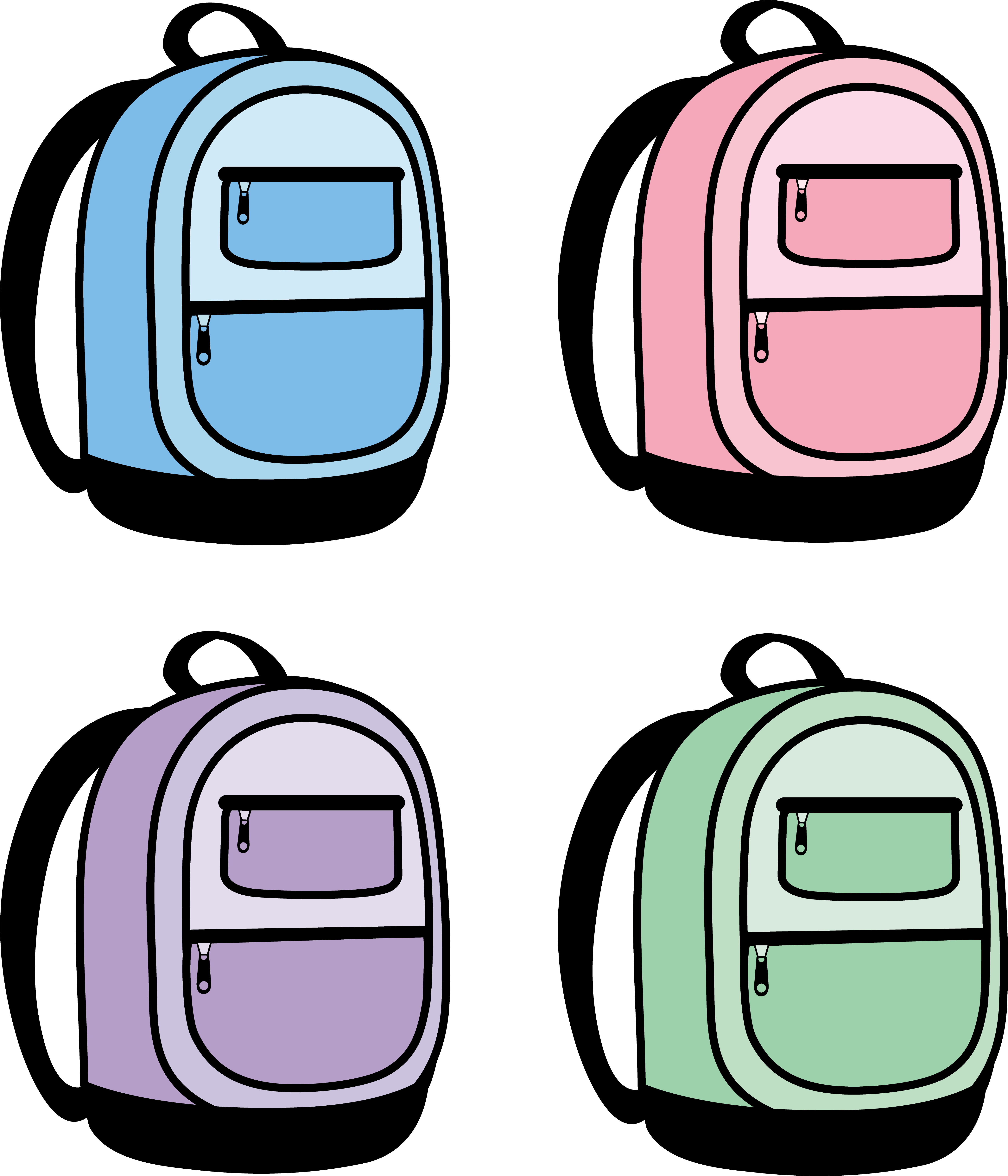 Four Kids School Backpacks - Free Clip Art
