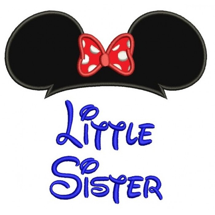 Little Sister Mickey Mouse Ears Applique Machine Embroidery ...