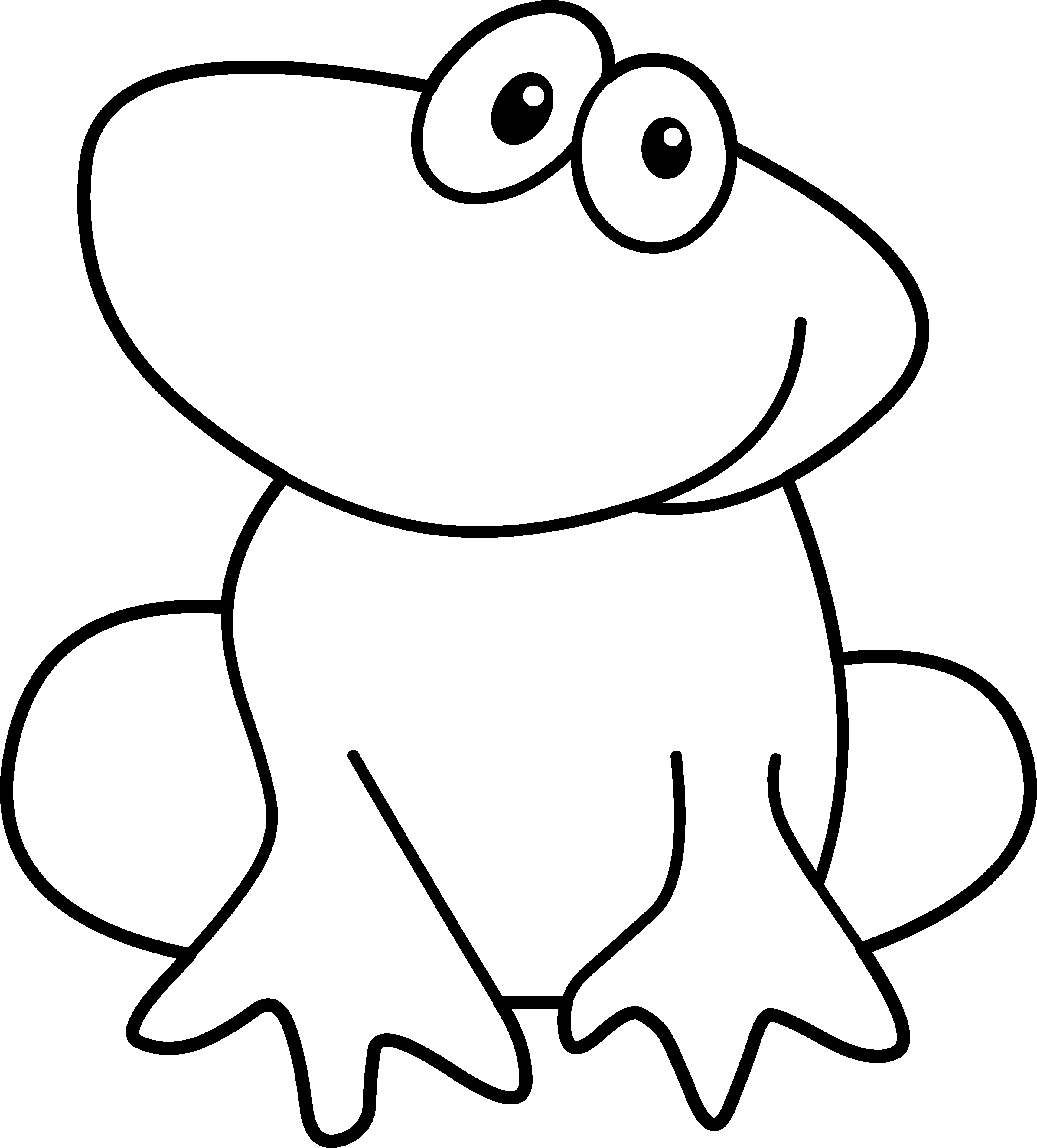 Cute Frog Coloring Page - Free Clip Art