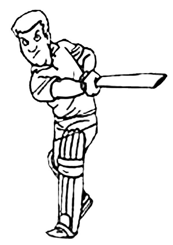 Free Online Cricket Batter Colouring Page