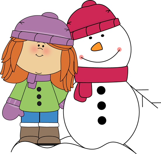 Girl with Arm Around Snowman Clip Art - Girl with Arm Around ...