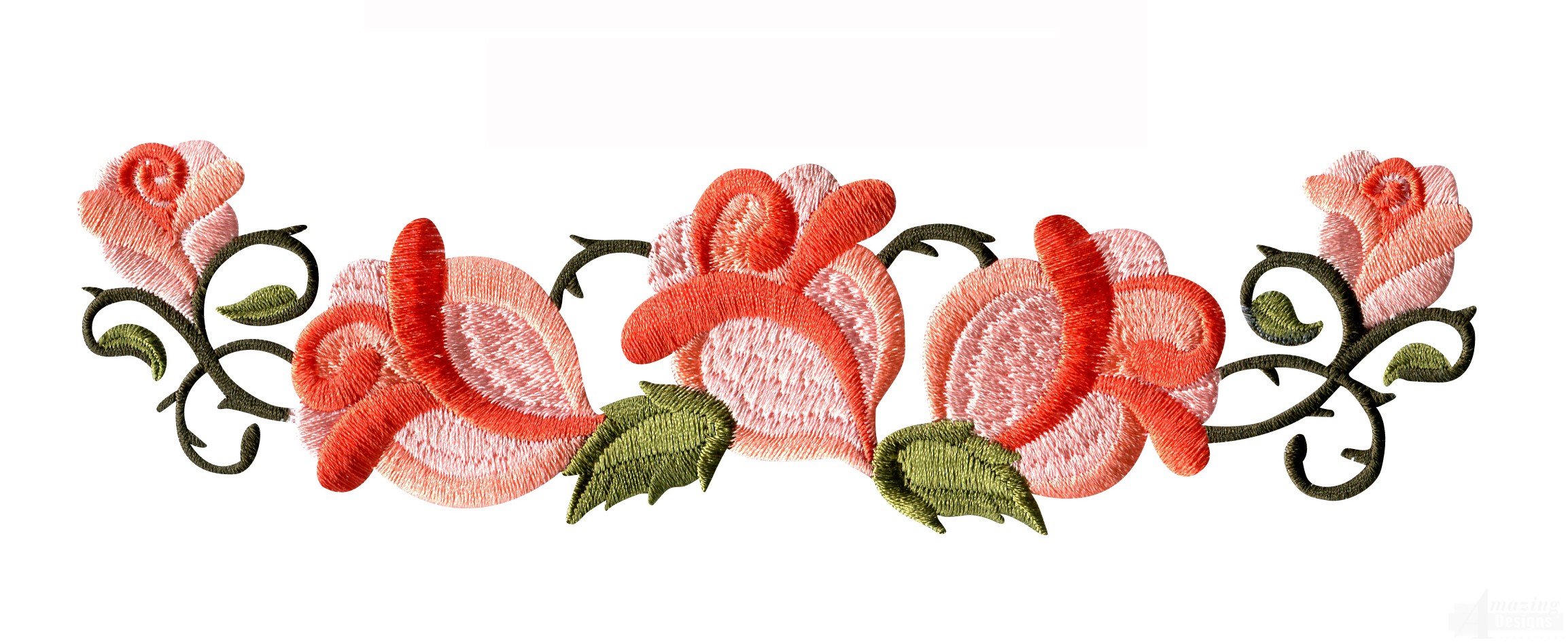 Rose Floral Border 2 Embroidery Design