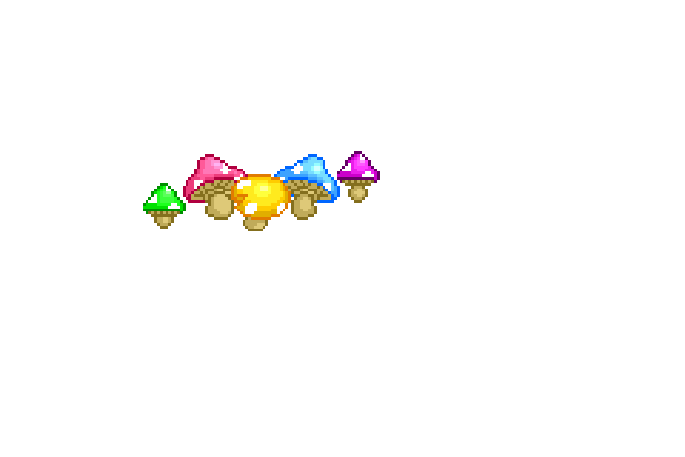 Colourful toadstools - Make Pixel Art.