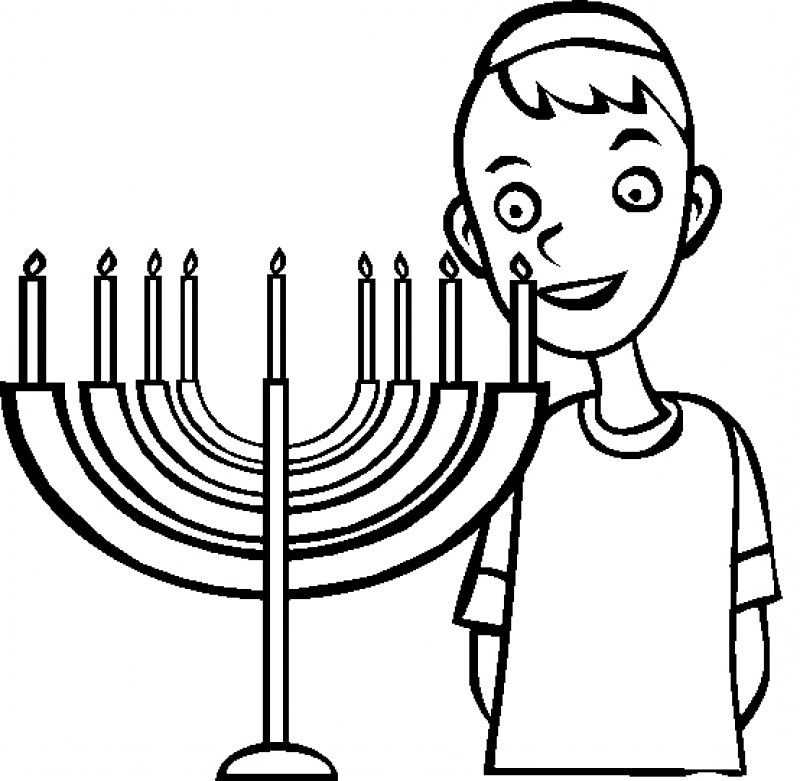 Chanukah And With Smiling Children Coloring Page - Kids Colouring ...