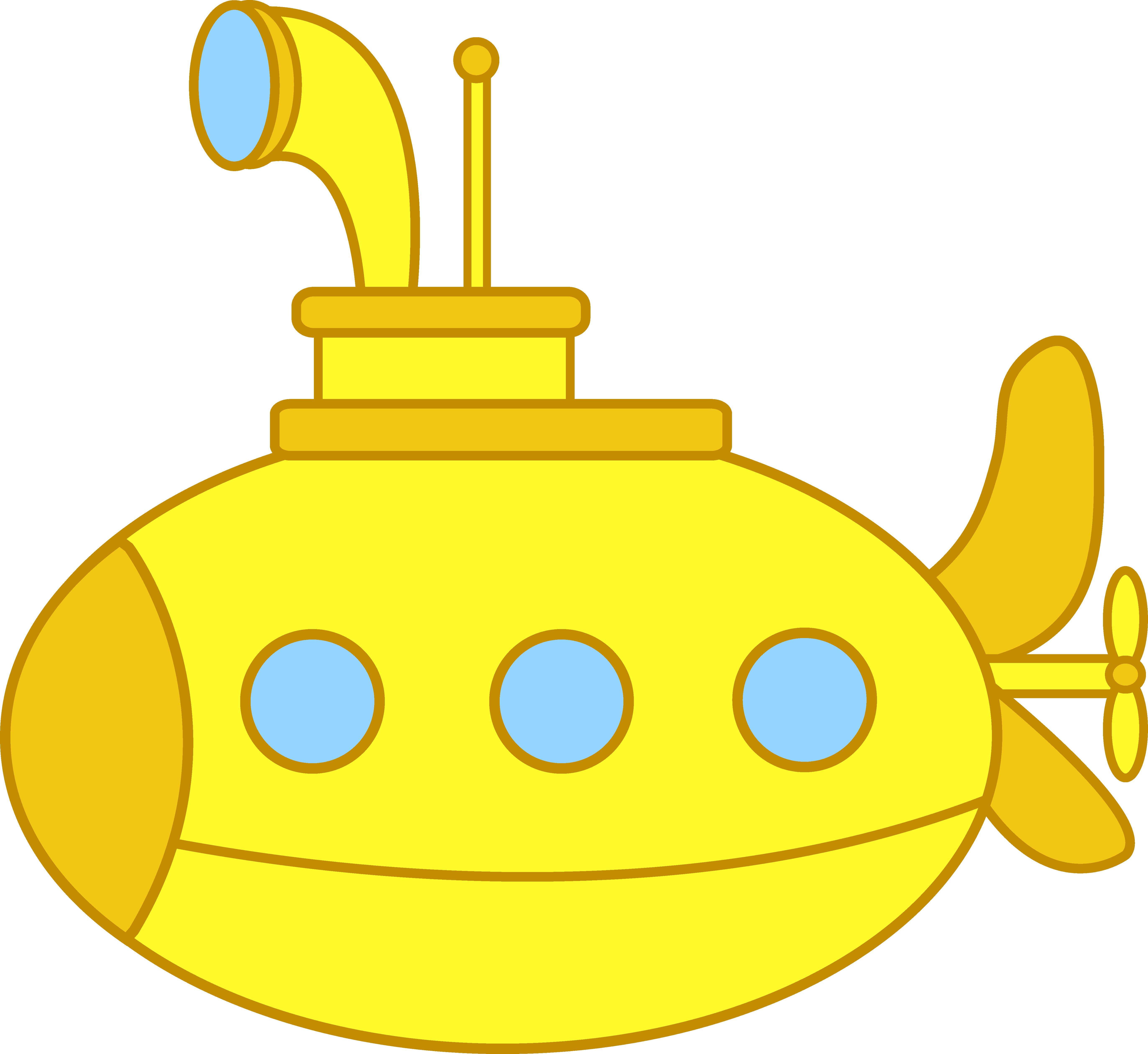 Cute Little Yellow Submarine - Free Clip Art
