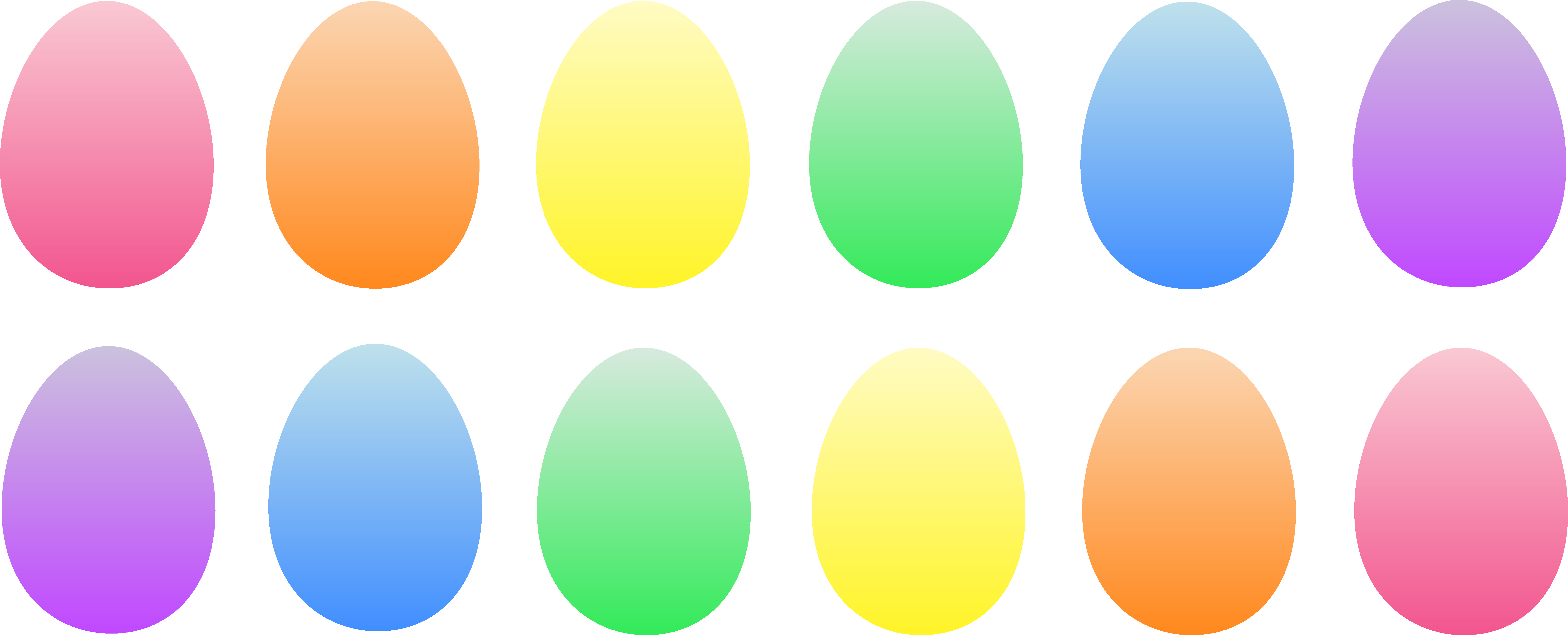 A Dozen Colored Easter Eggs - Free Clip Art