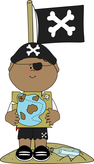 Pirate with Treasure Map and Pirate Flag Clip Art - Pirate with ...