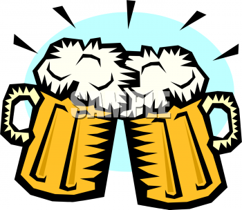 Clipart Picture of Two Frosty Mugs of Beer