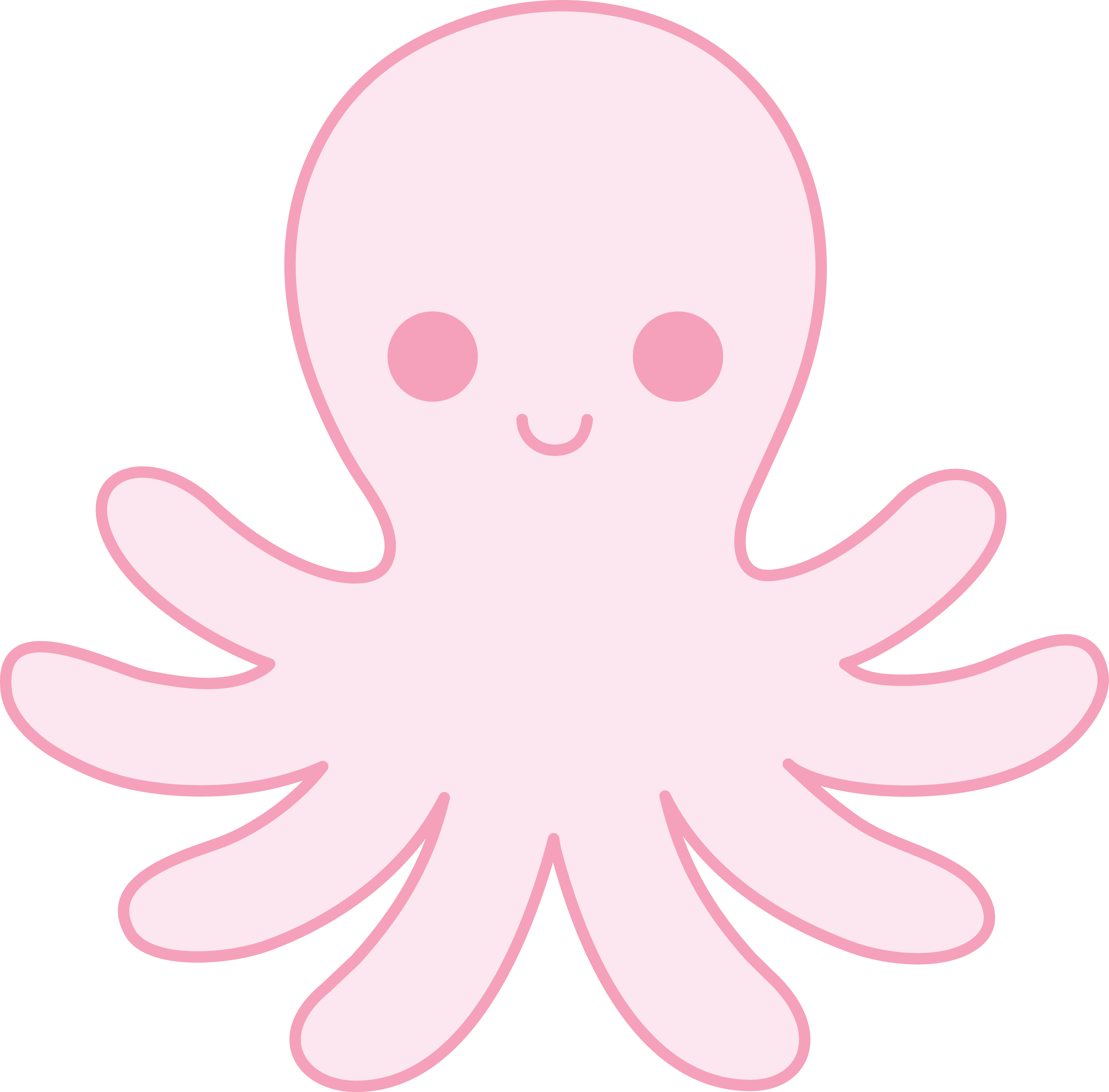 Cute Pink Octopus - Free Clip Art