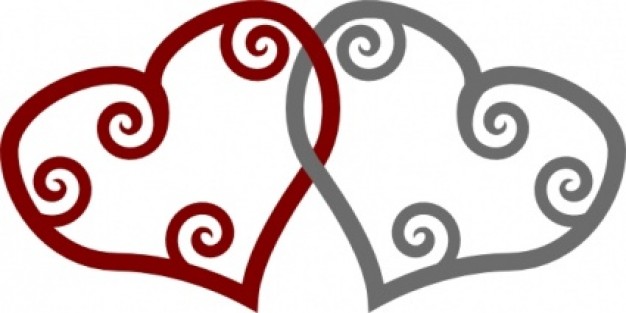 Red Silver Maori Hearts Interlinked clip art Vector | Free Download