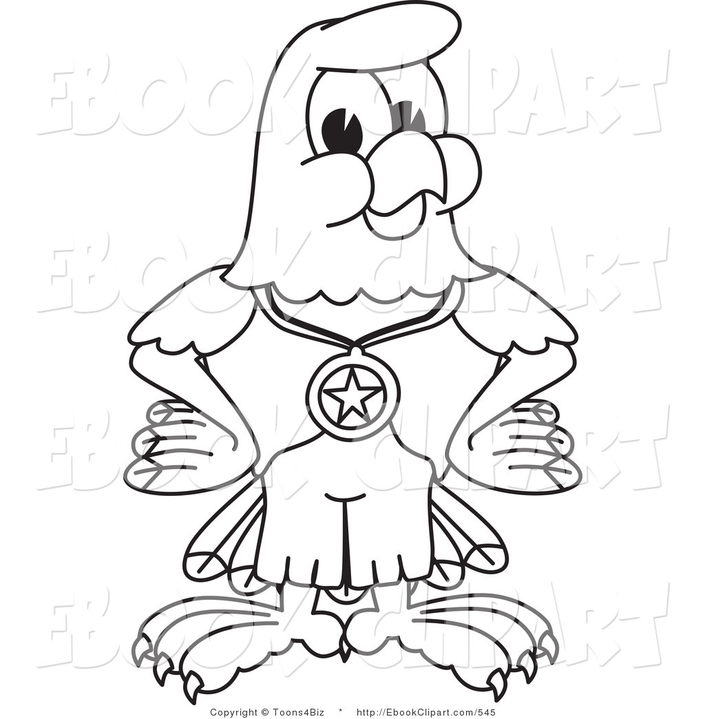 Vector Clip Art of a Black and White Outline Bald Eagle Hawk or ...