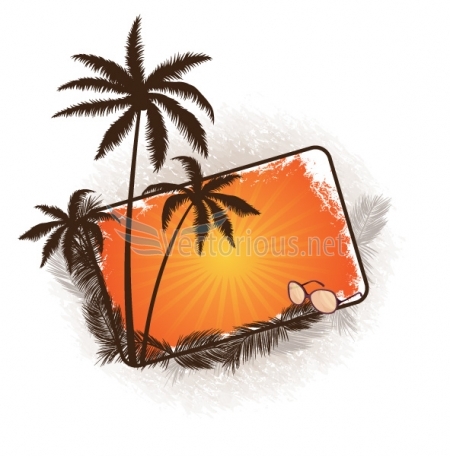 heat vector summer frame with palm trees - Stock vector art ...