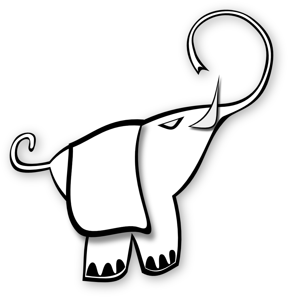 clipartist.net » Clip Art » blue elephant black white line art SVG
