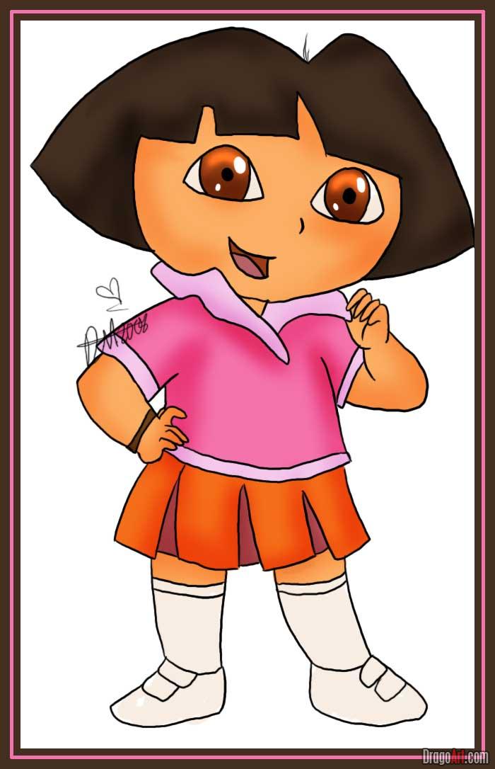 How to Draw Dora the Explorer Cartoon Characters : Drawing ...