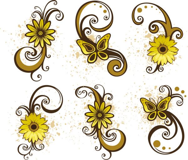 Swirl Cute Flower png | floral swirls vector set of 6 vector ...