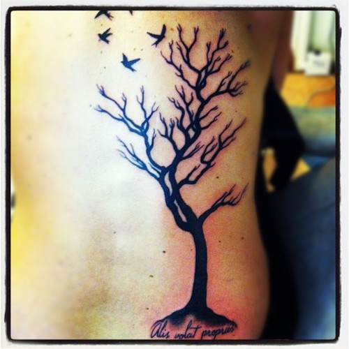 Black tree with birds gallery tattoo Beautiful design idea for Men ...