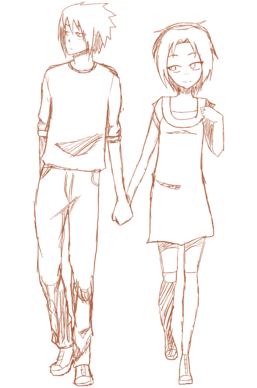 Anime Couple Holding Hands Drawing | Img Need