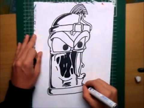 How to draw a Graffiti Spray Can Character -- TheKing - YouTube