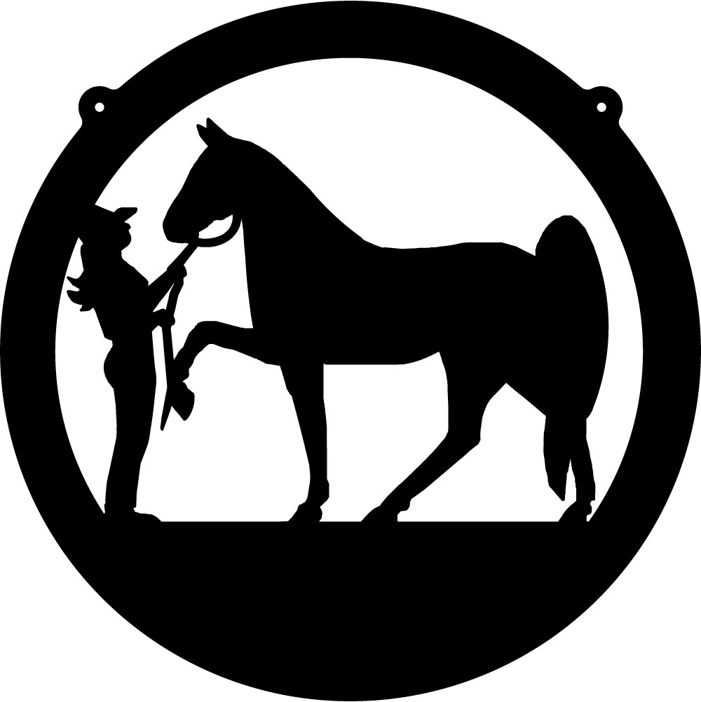 Cowgirl & Horse Circle Decal 2 - Custom Wall Graphics