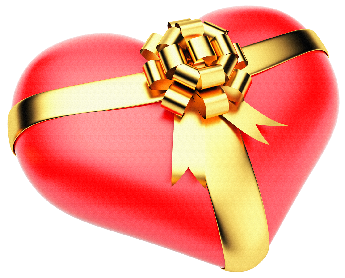 Large Red PNG Heart with Gold Bow