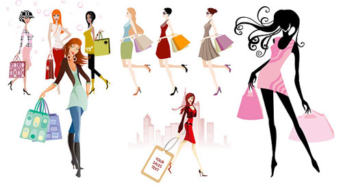 Shopping women vector, Free vector art download, vector graphics ...