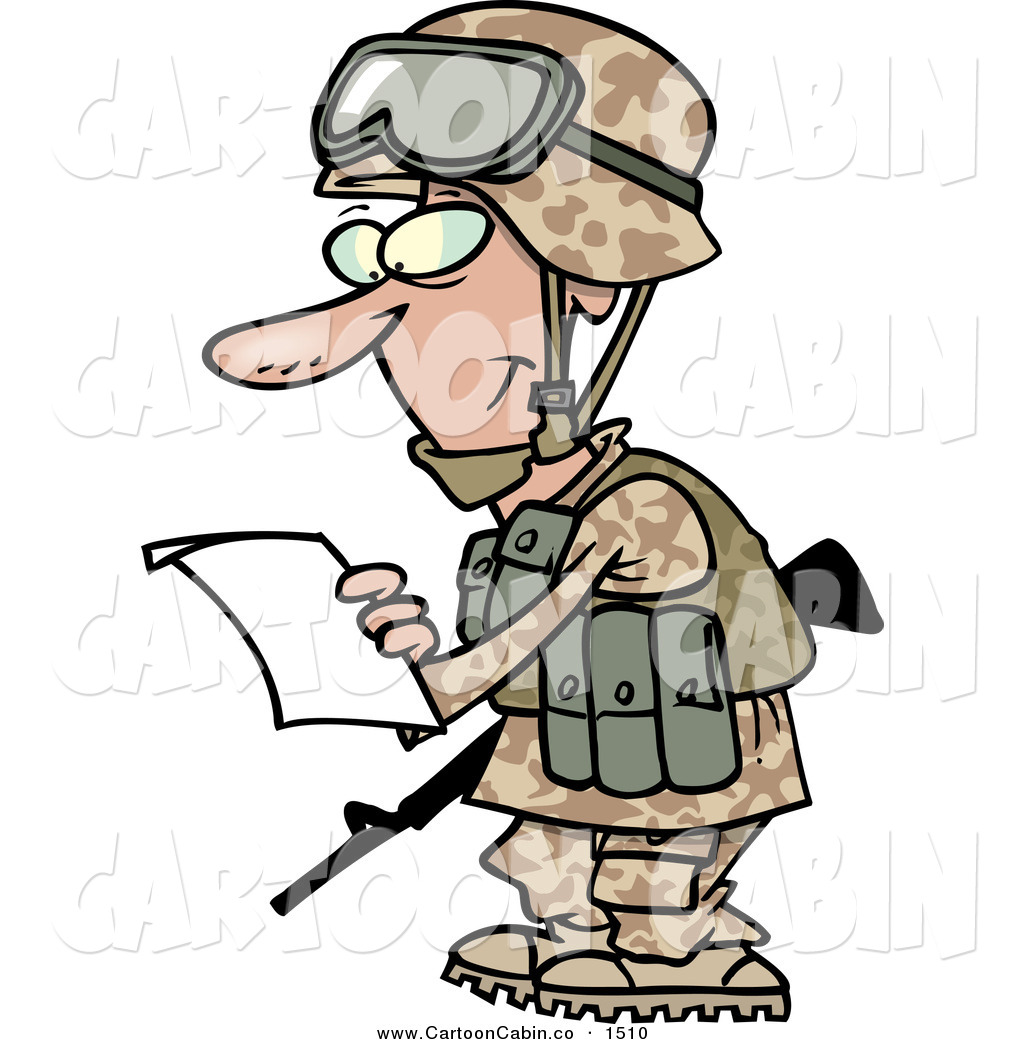 Vector Cartoon Illustration of a Smiling White Marine Soldier Man ...