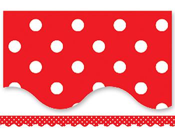 Red Mini Polka Dots Bulletin Board Border, Scalloped | TCR4665