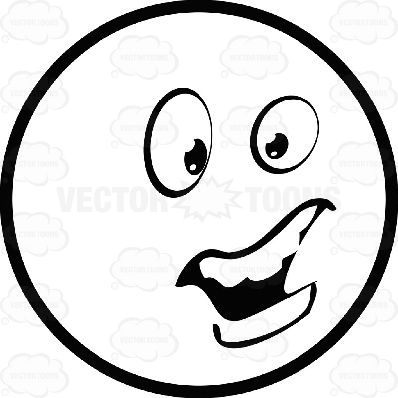 Large Eyed Black and White Smiley Face Emoticon Talking, Open ...