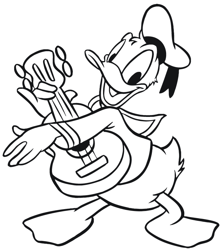 Donald Was Playing Guitar Coloring Pages - Disney Coloring Pages ...