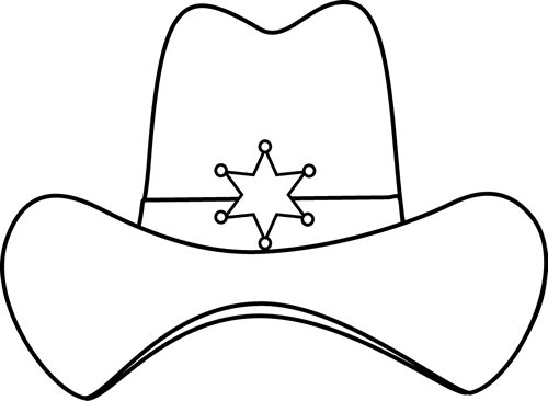 Black and White Sheriff Cowboy Hat Clip Art - Black and White ...
