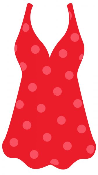 vector image of a red polka dot one piece bathing suit. | Free ...
