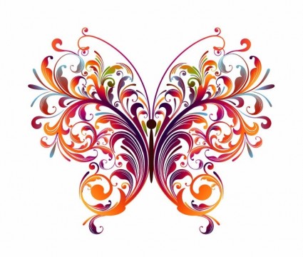 Abstract Floral Butterfly Vector Graphic Vector flower - Free ...
