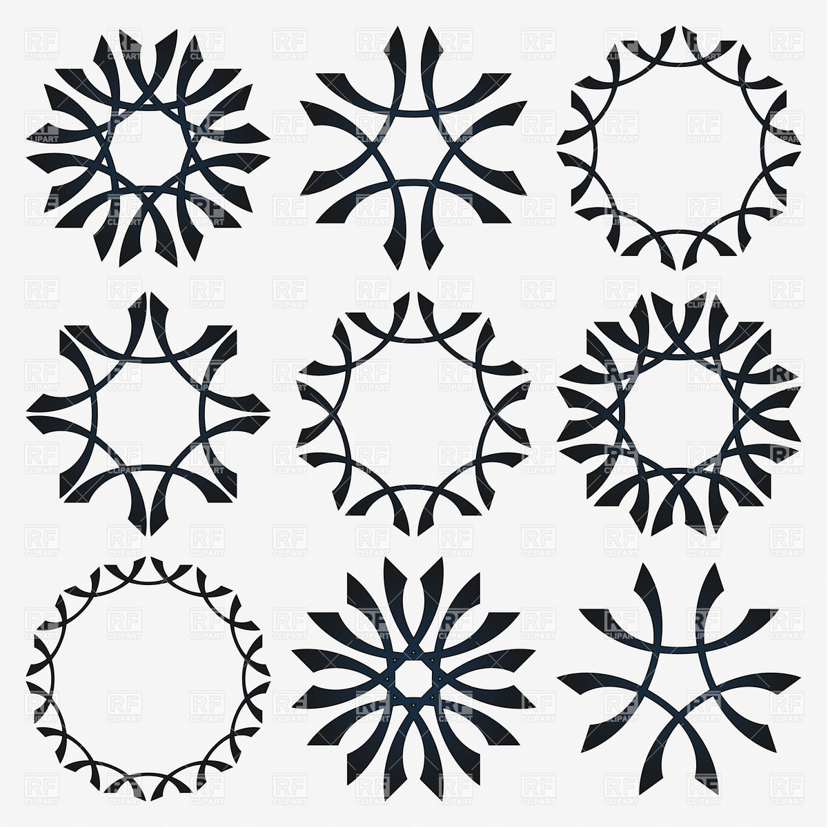 Round design elements - vignette and snowflake, Design elements ...