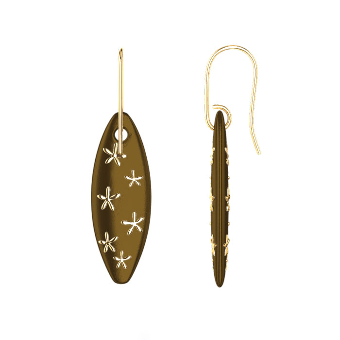 Chocolate Gold Earrings with 14k Yellow Gold Stars