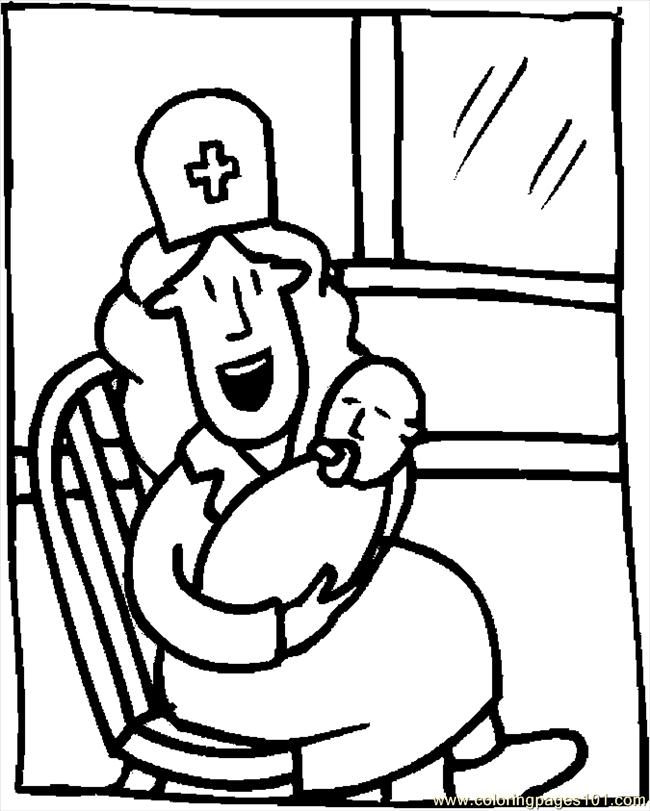 Coloring Pages Nurse & Infant 1 (Peoples > Others) - free ...